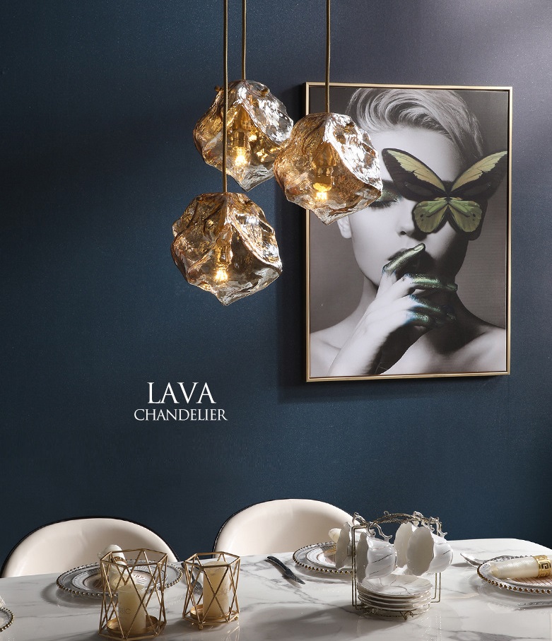 Светильник подвесной ElegantLight DZN-13794 БРОНЗА + ЯНТАРЬ ` D300/H1500/3/E27/60W LAVA