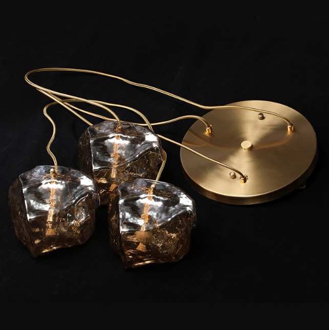 Светильник подвесной ElegantLight DZN-13794 БРОНЗА + ЯНТАРЬ ` D300/H1500/3/E27/60W LAVA