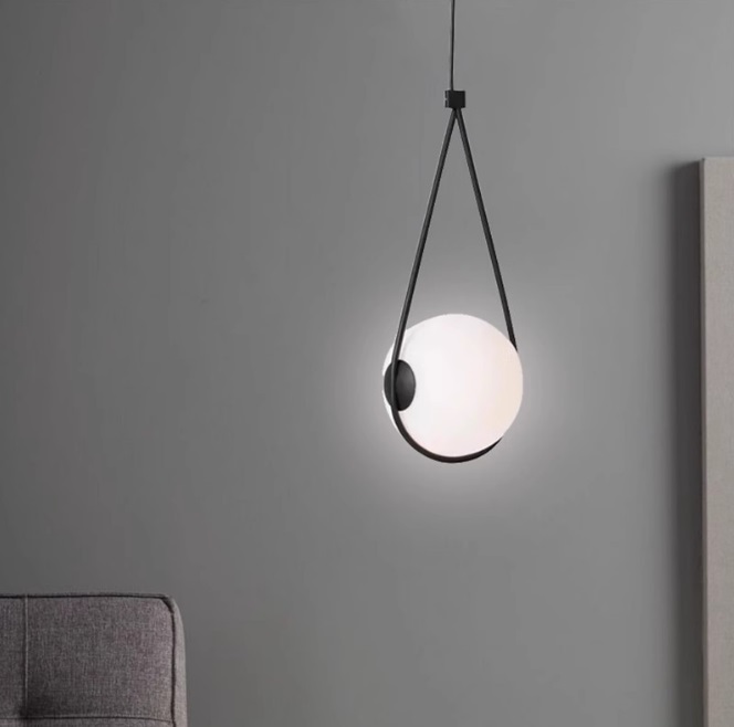 Светильник DZN-13848 ЧЕРНЫЙ ` D300/H730+1200/1/E27/10W D300mm белое матовое стекло