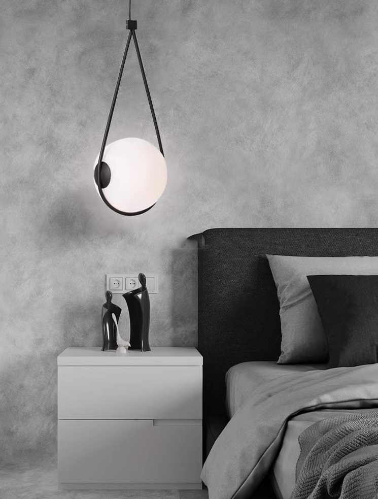 Светильник DZN-13848 ЧЕРНЫЙ ` D300/H730+1200/1/E27/10W D300mm белое матовое стекло