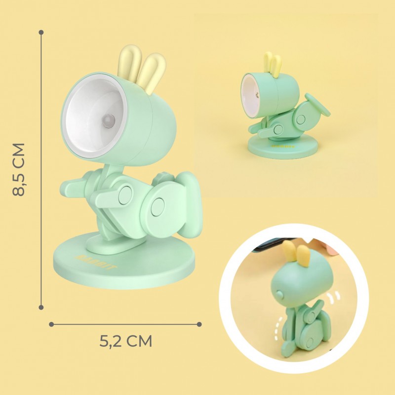 Светильник SPF-13031 ЗЕЛЁНЫЙ RABBIT Ночник-игрушка с фонариком светодиодный Крoлик с мaгнитом 24-02