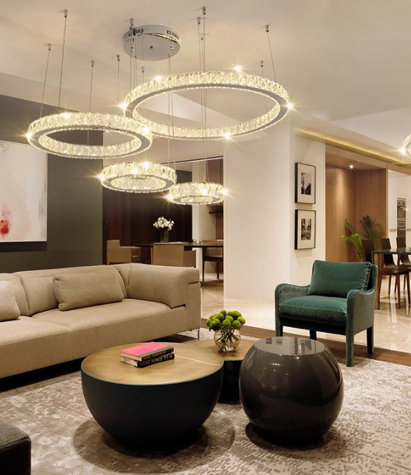 Светильник подвесной SPF-5048 ЗОЛОТО ` D600+470+260+200/H1200/4/LED/120W 2.4G RIPPLE 24-09