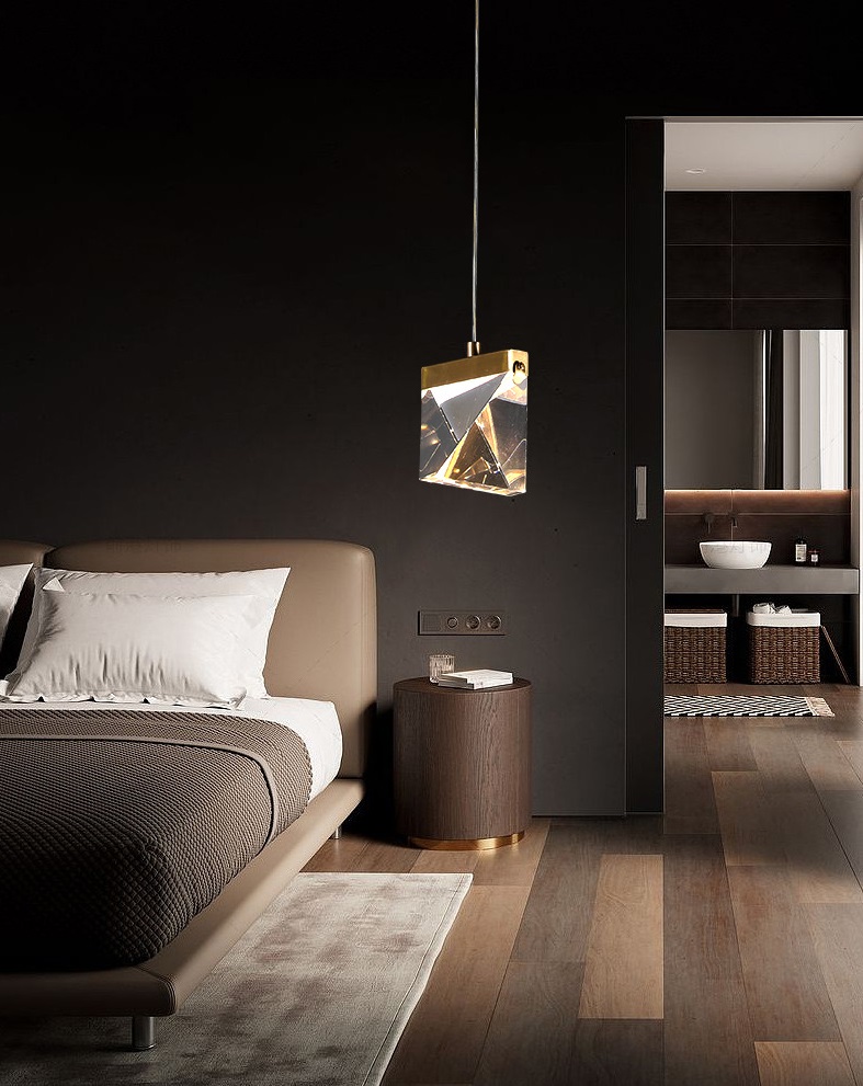 Светильник ElegantLight DZN-13057 ЗОЛОТО D100/H1500/1/LED/4500K FACETED-STONE