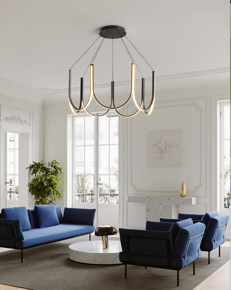 Светильник ElegantLight DZN-13080 ЧЕРНЫЙ D600/H400+1200/7/LED/100W/4500K HEITO 25-07