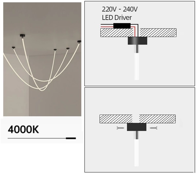 Светильник подвесной ElegantLight DZN-8313 SILICONE ` D22/H4000/1/LED/4000K 24-07 (1/10) 220v