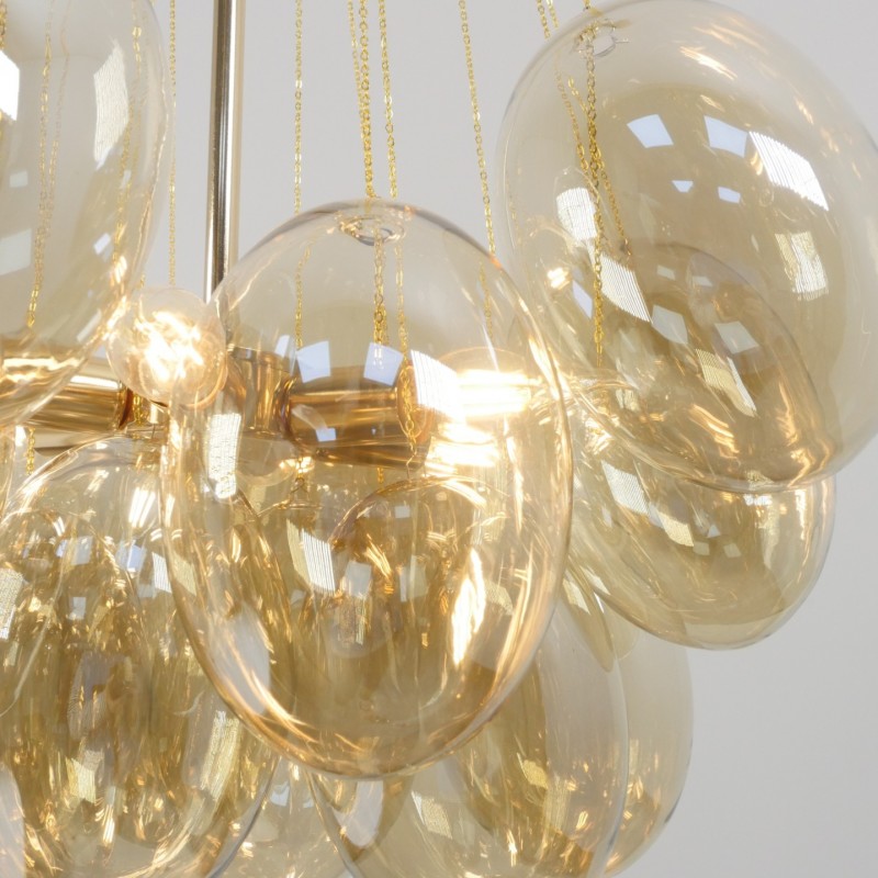 Светильник ElegantLight DZN-21807 ЗОЛОТО+КОНЬЯЧНЫЙ D/H/6/E27/40W+19 стеклянных плафонов без ламп GRA