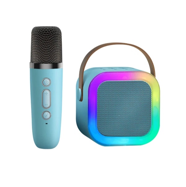 Мини-караоке K12 ГОЛУБОЙ: Bluetooth-колонка с LED-подсветкой и микрофоном 5V/1A RSP 24-11
