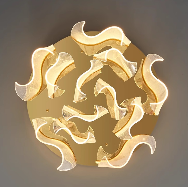 Светильник потолочный ElegantLight DZN-11301 ЗОЛОТО ` D500/H240/12/LED/44W/4200K SPRAY акрил с точка