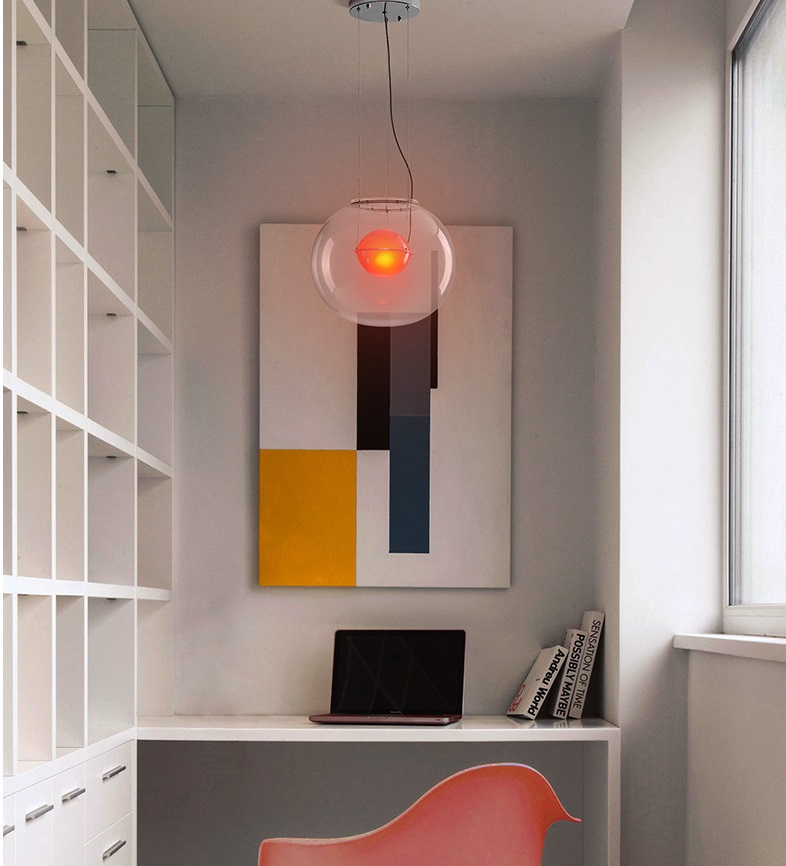 Светильник подвесной ElegantLight DZN-11312 РОМ/КРАСНЫЙ+ПРОЗРАЧНЫЙ ` D400/H350+1500/1/LED/10W/4500K