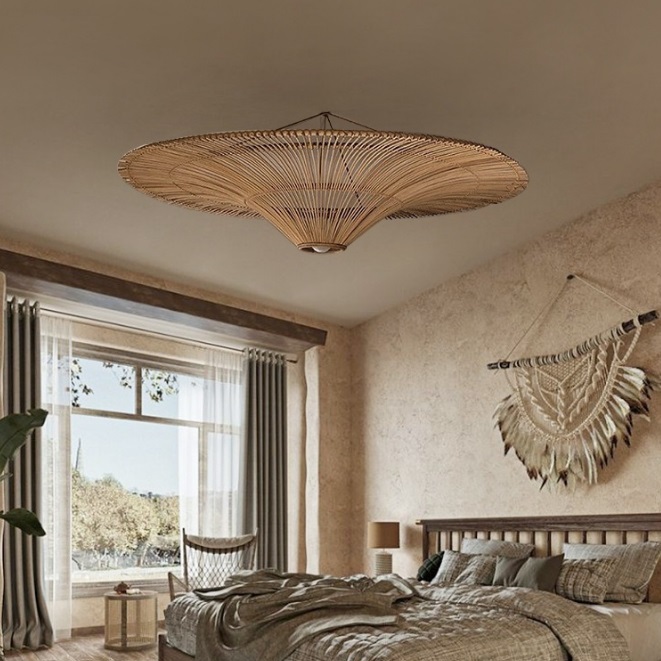 Светильник DZN-8528 РОТАНГ ` D1000/H400/1/Е27/20W RATTAN WABI-SABI