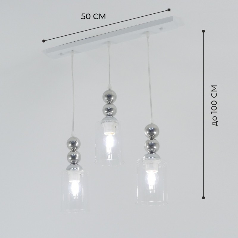 Светильник подвесной SAPFIR SPFD-8633 Белый/ром/White/Chrome/D500/H1000/3/E27/30W/без ламп Alz