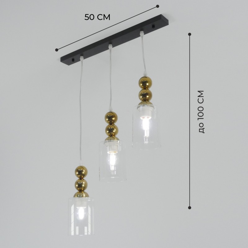 Светильник подвесной SAPFIR SPFD-8636 Черный/Золото/Black/Gold/D500/H1000/3/E27/30W/без ламп Alz