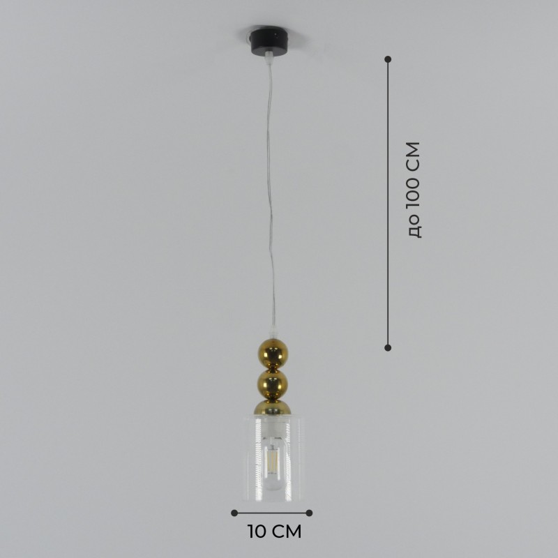 Светильник подвесной SAPFIR SPFD-8637 Черный/Золото/Black/Gold/D100/H1000/1/E27/10W/без ламп Alz