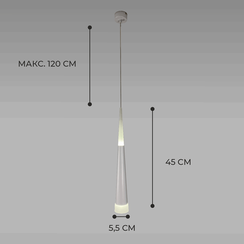 Светильник подвесной SAPFIR SPF-8678 WHITE/БЕЛЫЙ ` D55/H450/1/LED/2+3W/4000K SABICO 22-07
