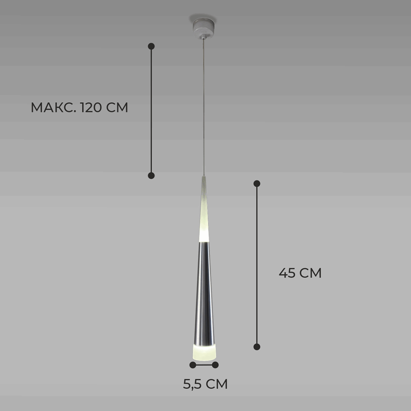 Светильник подвесной SAPFIR SPF-8680 MAT.CHROME/МАТ.РОМ ` D55/H450/1/LED/5W/4000K SABICO 22-07