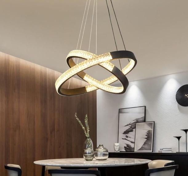 Светильник подвесной SAPFIR (H2202-400-2BK) SPF-8714 ЧЕРНЫЙ ` D400+300/H1000/2/LED/2*42W без ПДУ TER