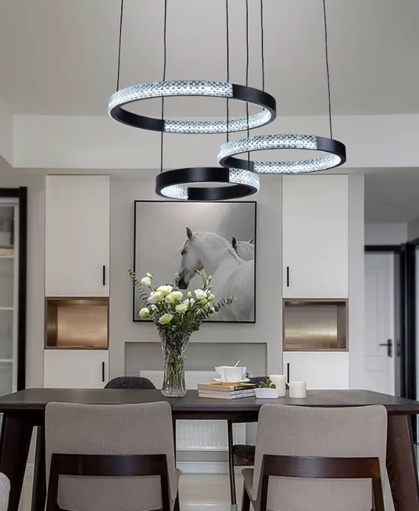 Светильник подвесной SAPFIR (2202-3-750BK) SPF-8720 ЧЕРНЫЙ ` D720*500/H1200/3/LED/2*75W без ПДУ TERR