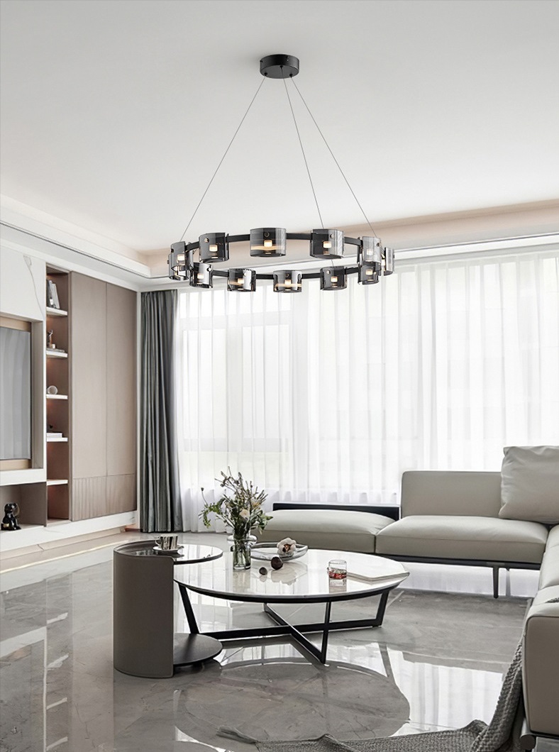 Светильник DZN-33958 ЧЕРНЫЙ / ТОНИРОВАННОЕ СТЕКЛО ` D820*83/H1200/12/LED/60W/4500K BLACKOUT