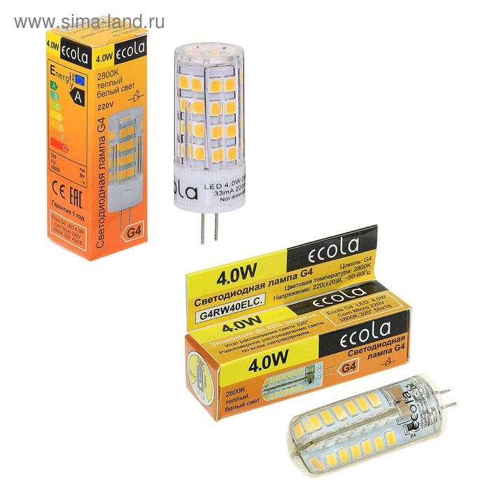 Ecola G4 LED 4,0W Corn Micro 220V 2800K 320° 43x15