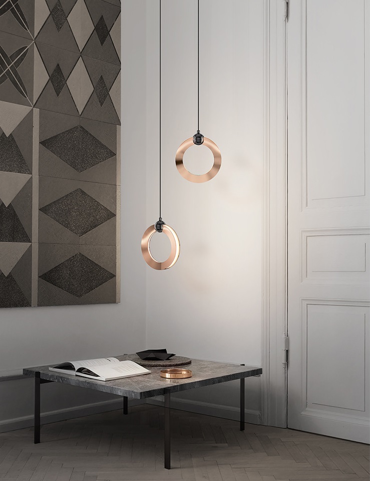 Светильник DZN-50538 РОЗОВОЕ ЗОЛОТО + ЧЕРНЫЙ ` D170/H1500/1/LED/3000K с подъёмным механизмом KARI ON