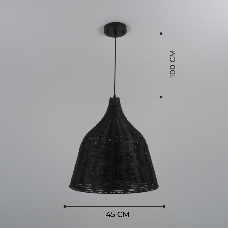 Светильник подвесной SPFD-47329 ЧЕРНЫЙ РОТАНГ ` D450*470/H1000/1/E27/30W черный провод, без ламп