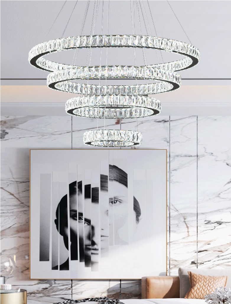 Светильник SPF-37568 CHROME/РОМ ` D600+470+260+200/H1200/4/LED/120W 2.4G RIPPLE 24-09