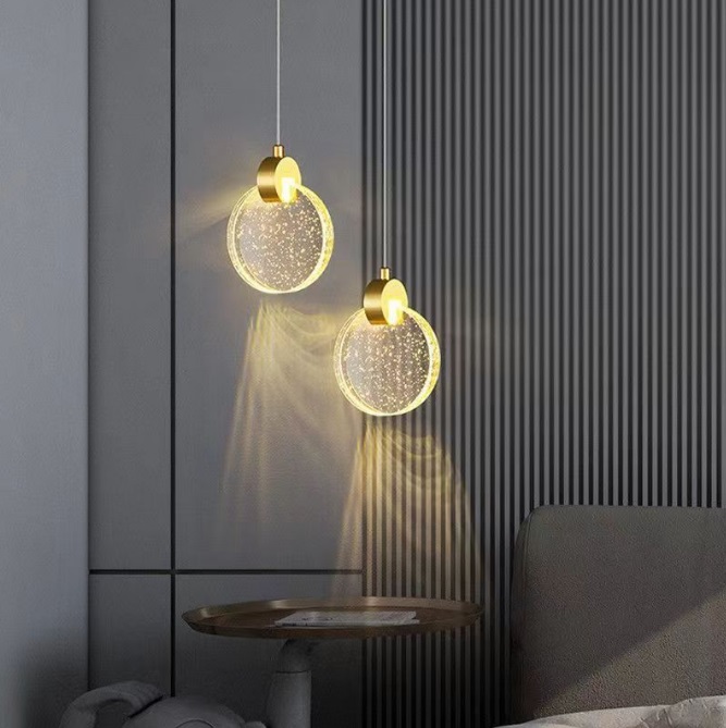 Светильник DZN-64626 ЗОЛОТАЯ БРОНЗА ` D160/H1500/1/LED/.W/4000K акриловый диск 160мм с пузырьками