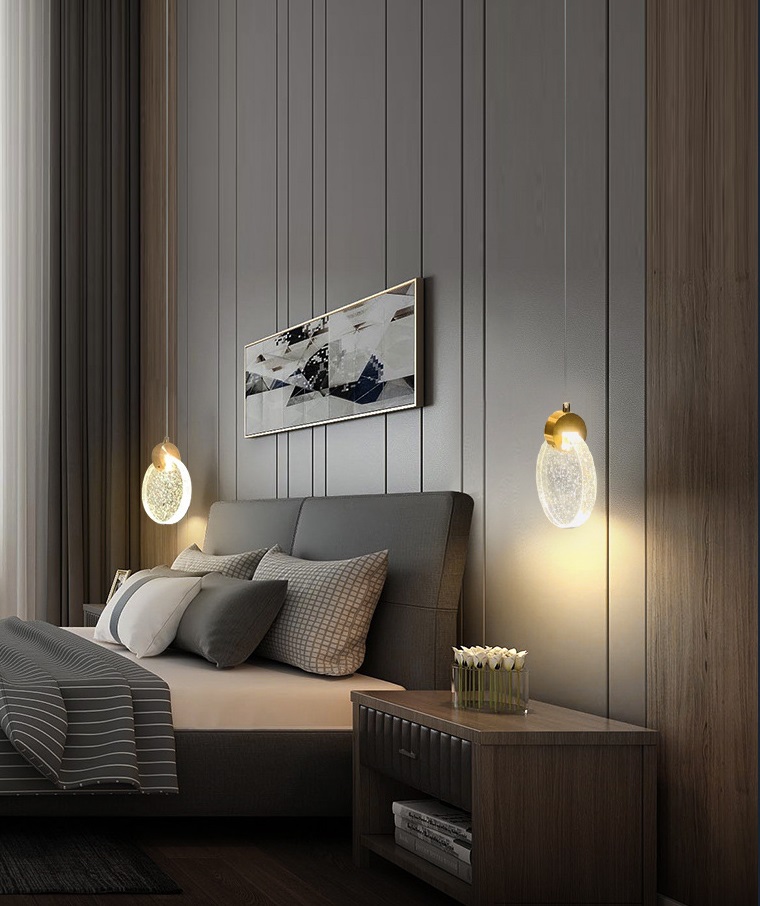 Светильник DZN-64626 ЗОЛОТАЯ БРОНЗА ` D160/H1500/1/LED/.W/4000K акриловый диск 160мм с пузырьками