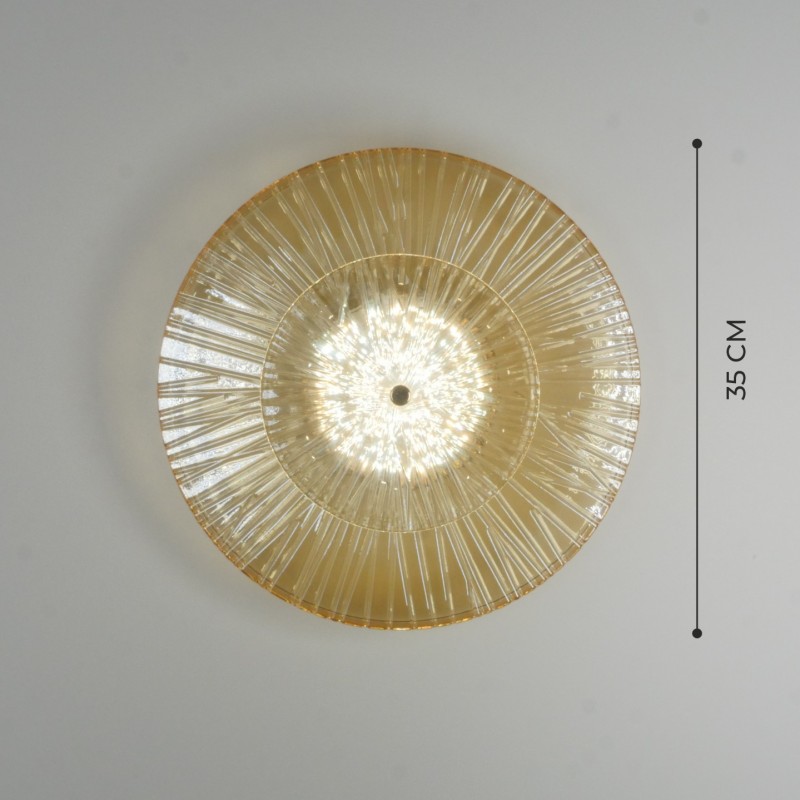 Светильник настенный ElegantLight DZN-4425 ЗОЛОТО+ЯНТАРНЫЙ ` D350/H100/1/LED/12W 3000-6500K DAISY 25