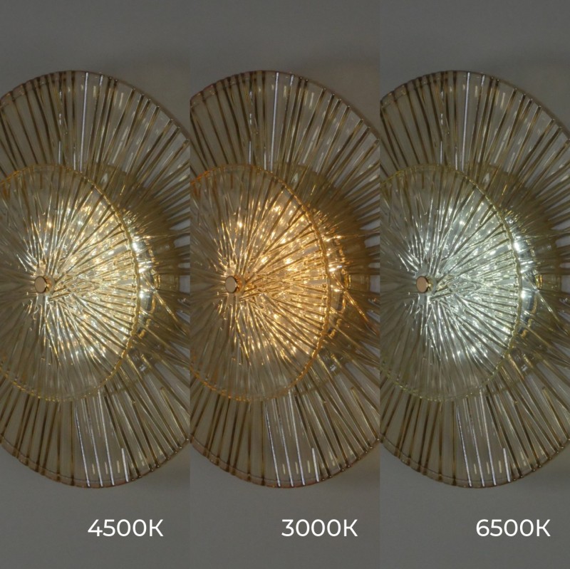 Светильник настенный ElegantLight DZN-4425 ЗОЛОТО+ЯНТАРНЫЙ ` D350/H100/1/LED/12W 3000-6500K DAISY 25