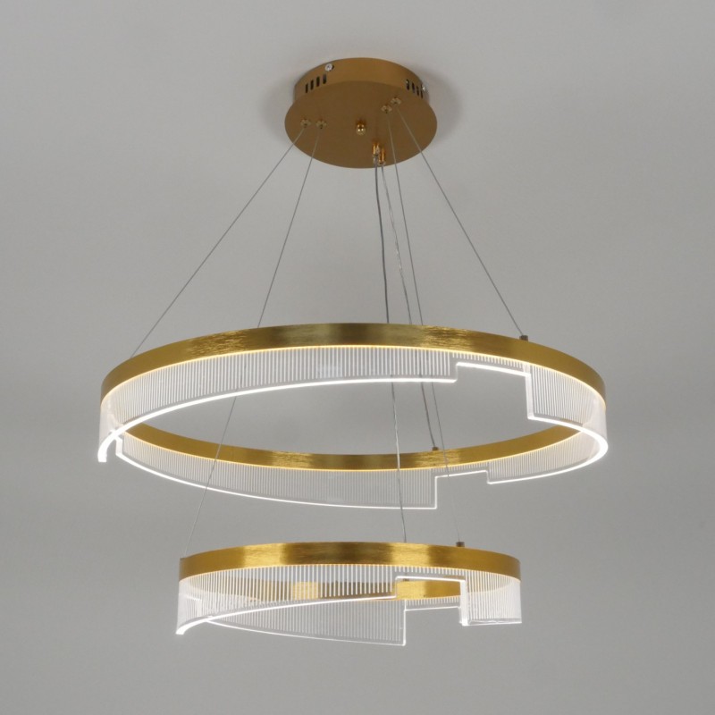 Светильник ElegantLight DZN-4510 ЗОЛОТО ` D600+400/H1500/2/LED/120W 2.4G ZEBRA 23-12