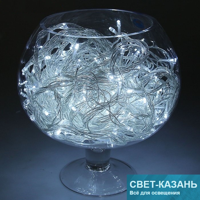 Гирлянда МЕТРАЖ БЕЛЫЙ 13 м, нить силикон, LED-150-220V, контр. 8 р. 187164