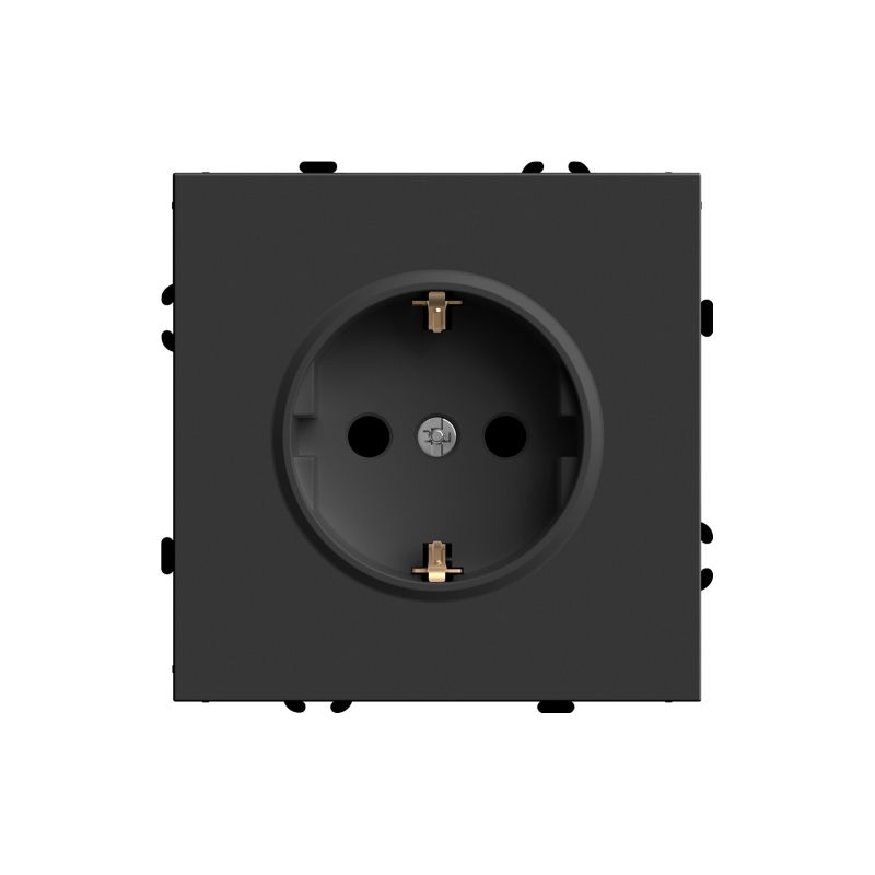 Розетка 2P+PE Stekker Эмили со шторками черный уголь RST16-5110-05
