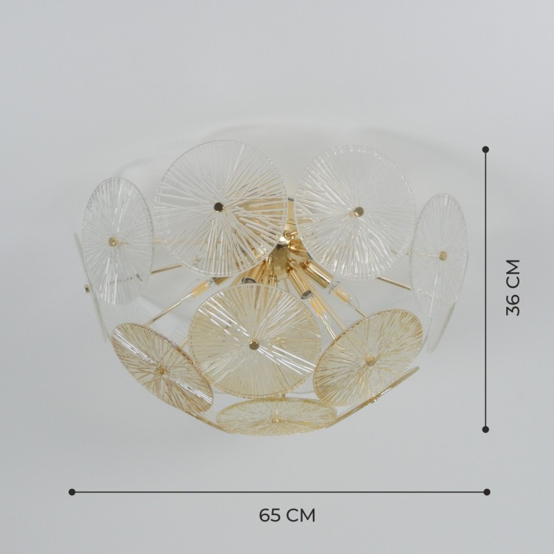 Светильник потолочный ElegantLight DZN-9137 GOLD / ЗОЛОТО ` D650/H360/8/E14/40W DAISY 22-10 (1)
