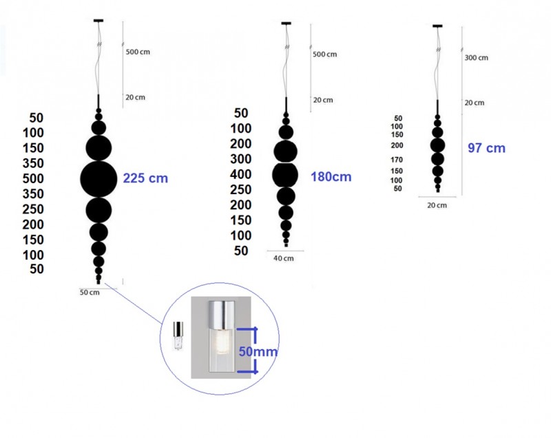 Светильник DZN-13013 РОМ ` D200/H1000+5000/1/G9/40W H1 L TEARS FROM MOON H1170*D20 24-05