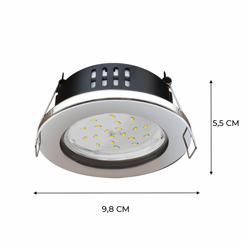 Ecola G53 H9 защищенный IP65 светильник встраив. без рефл. хром 98х55