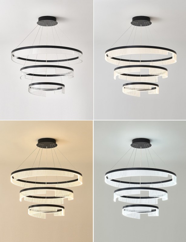 Светильник DZN-33633 ЧЕРНЫЙ ` D800+600+400/3/LED/144W/3000-6500K