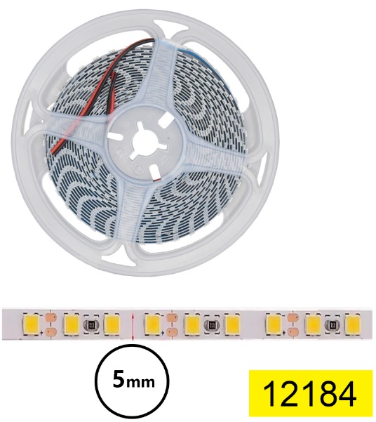 Лента светодиодная 12V 9W 2835-120-3000K 5mm узкая SPF (цена за 1метр из 5метров на катушке)