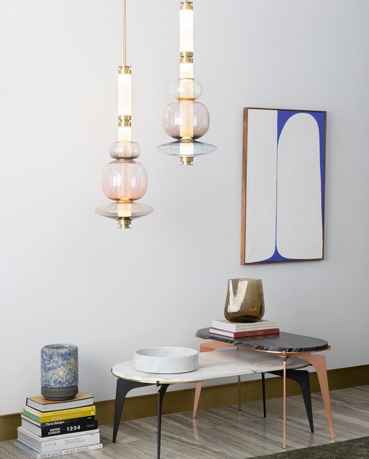 Светильник DZN-65081 БРОНЗА + СИНИЙ ` D230/H850+1200/2/LED/20W/4500K LUNA GLASS