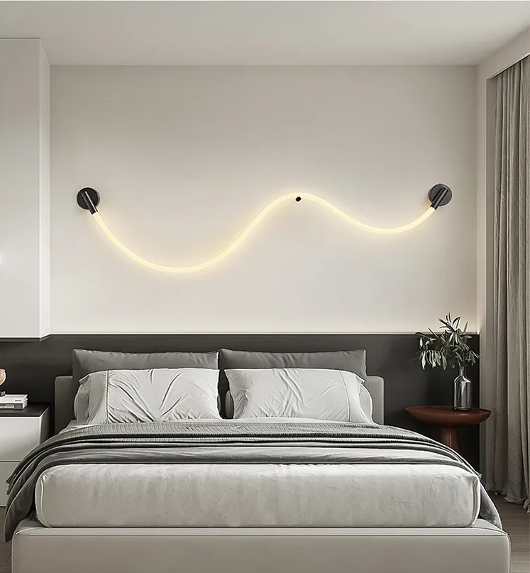 Светильник настенный DZN-11106 ЧЕРНЫЙ ` D22/H1000/1/LED/10W/3000K в тканевой оплётке FLEY 24-03