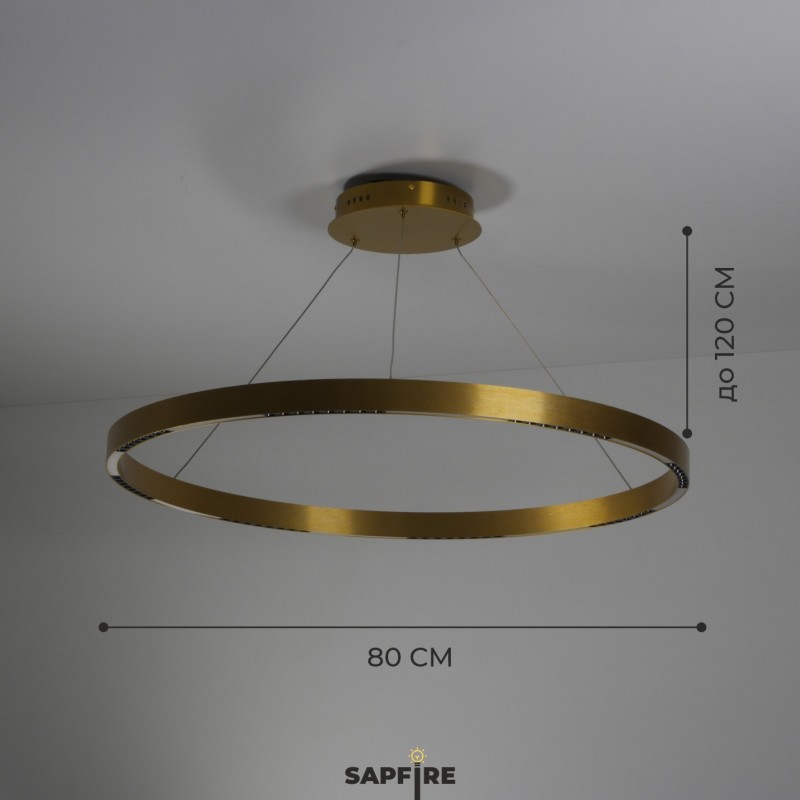 Светильник подвесн.ElegantLight DZN-8237 АЛЮМ ЗОЛОТО ` D800/H1200/16/LED/128W/4000-4200K HOOPS 22-09