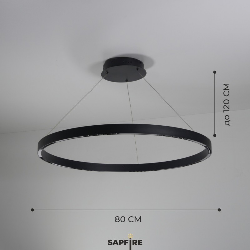 Светильник подвесной ElegantLight DZN-8242 BLACK/ЧЕРНЫЙ ` D800/H1200/16/LED/128W/4000-4200K HOOPS 22