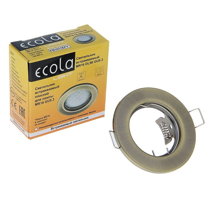 Ecola Light MR16 DL90 GU5.3 Светильник встр. плоский Черненая Бронза 30x80