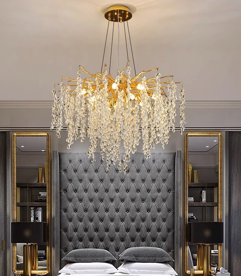 Светильник потолочный ElegantLight DZN-45093 ЗОЛОТО ` D600/H1200/8/G9/40W DROPLETS