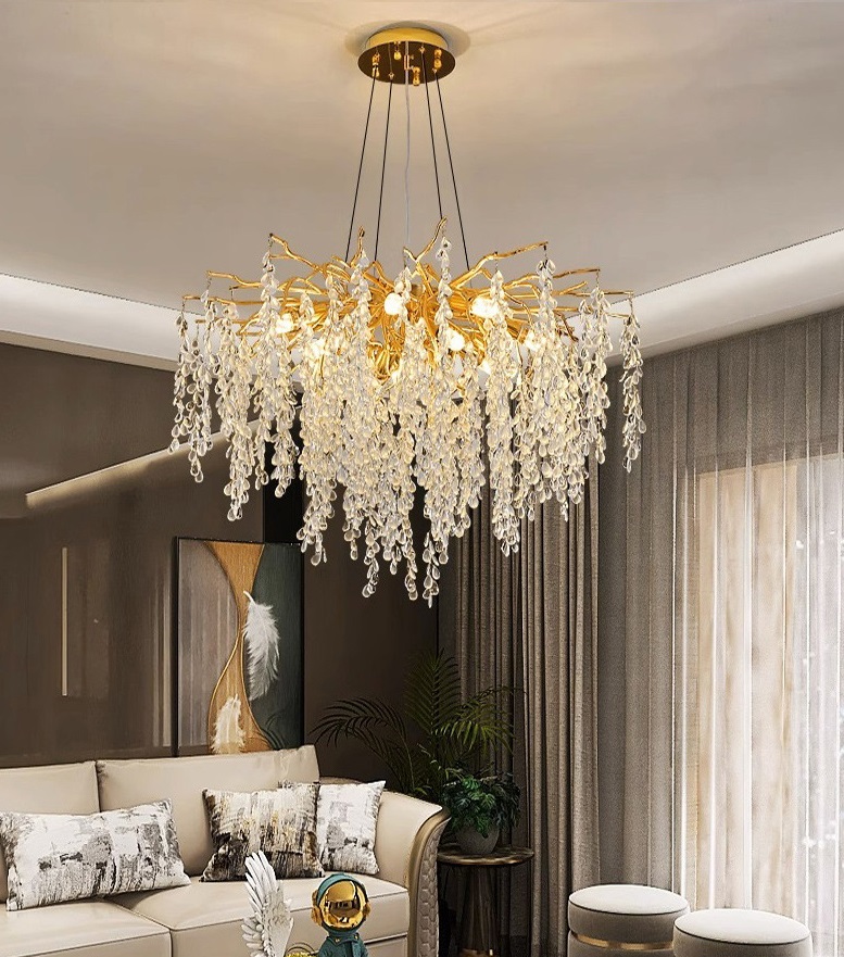 Светильник потолочный ElegantLight DZN-45093 ЗОЛОТО ` D600/H1200/8/G9/40W DROPLETS