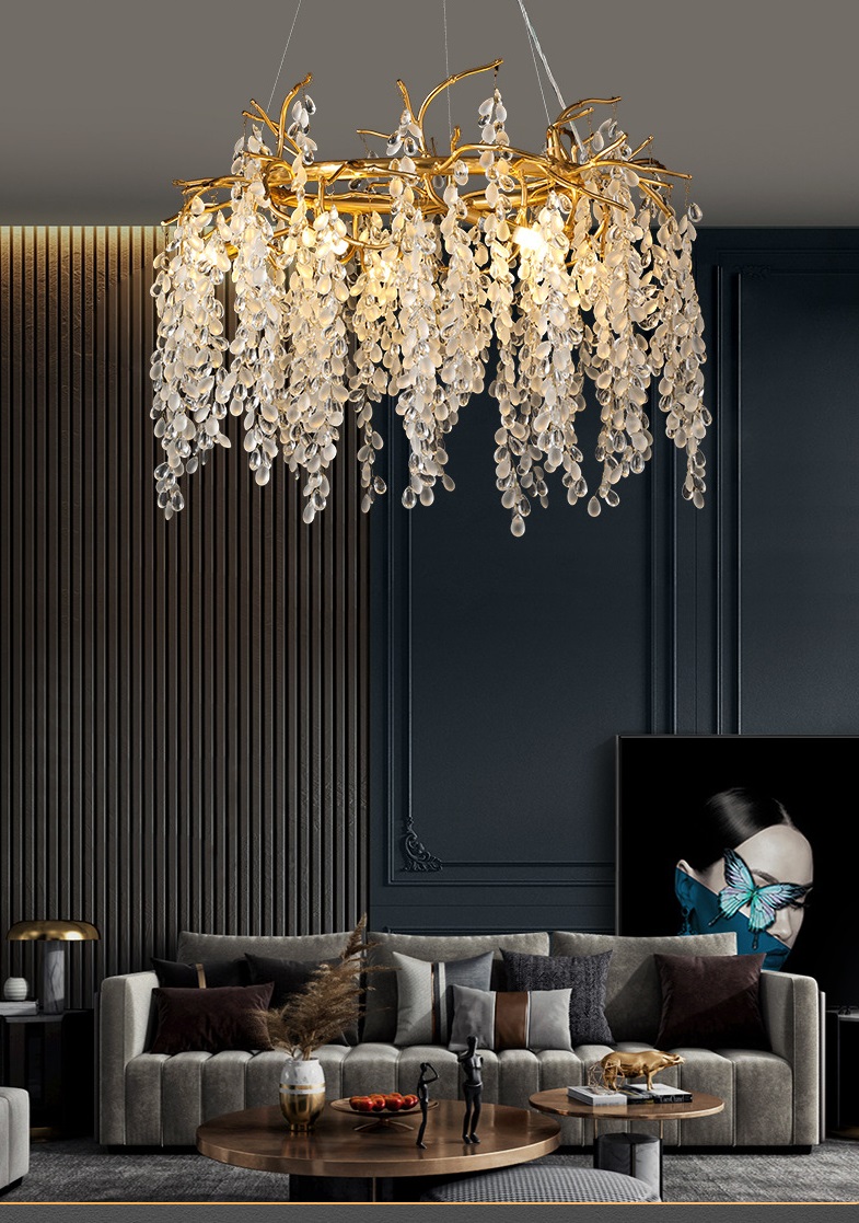 Светильник потолочный ElegantLight DZN-45094 ЗОЛОТО ` D800/H1200/10/G9/40W DROPLETS