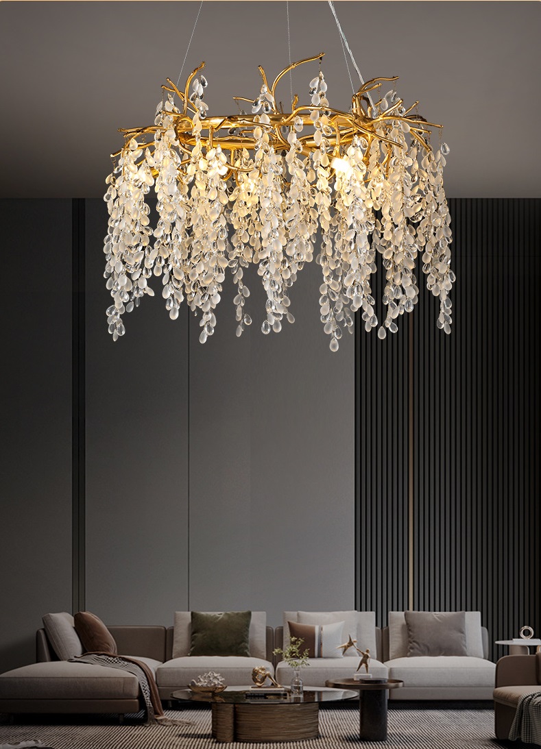 Светильник потолочный ElegantLight DZN-45094 ЗОЛОТО ` D800/H1200/10/G9/40W DROPLETS