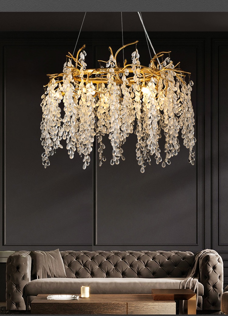 Светильник потолочный ElegantLight DZN-45094 ЗОЛОТО ` D800/H1200/10/G9/40W DROPLETS