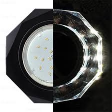 Ecola G53 H4 LD5312 Glass Стекло 8-угольник с прямыми гранями с подсветкой черный хром - черный