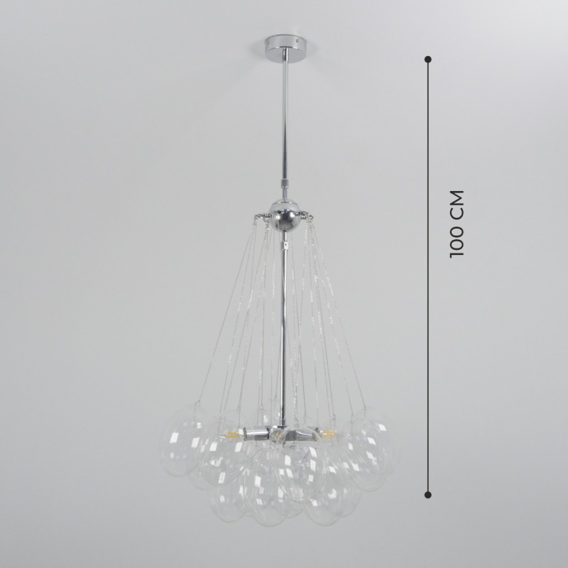 Светильник ElegantLight DZN-20586 РОМ+ПРОЗРАЧНЫЙ D/H/6/E27/40W+19 стеклянных плафонов без ламп GRAP